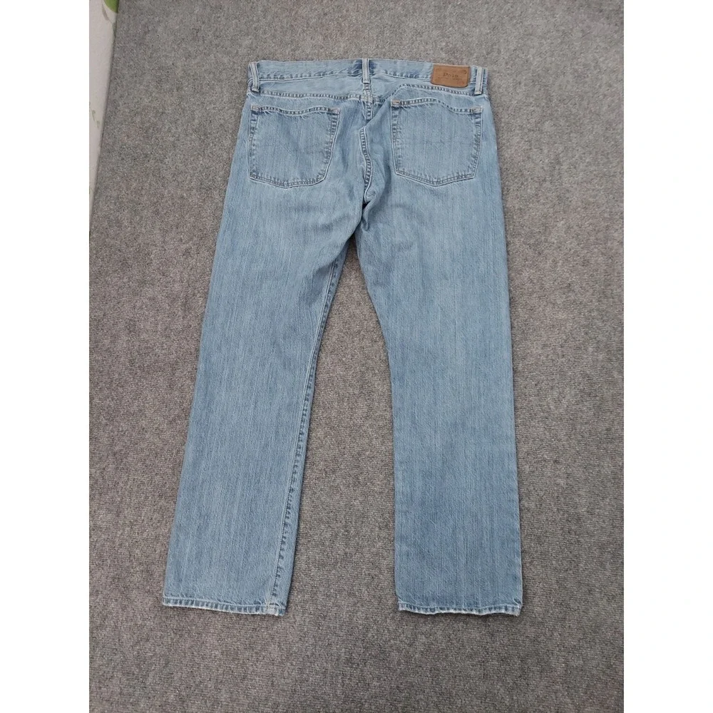 Polo Ralph Lauren Jeans Mens 36x32 Blue Light Wash Straight 100% cotton Preppy